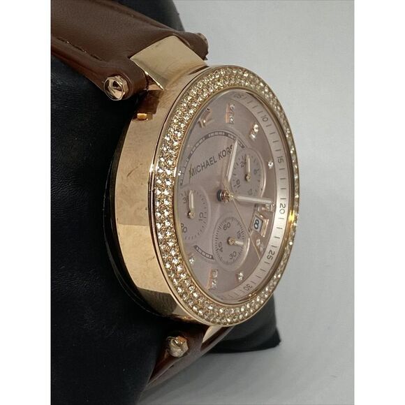 Michael Kors Parker MK5896 Women's Brown Leather Analog Dial Quartz Watch WO335 - Picture 5 of 12